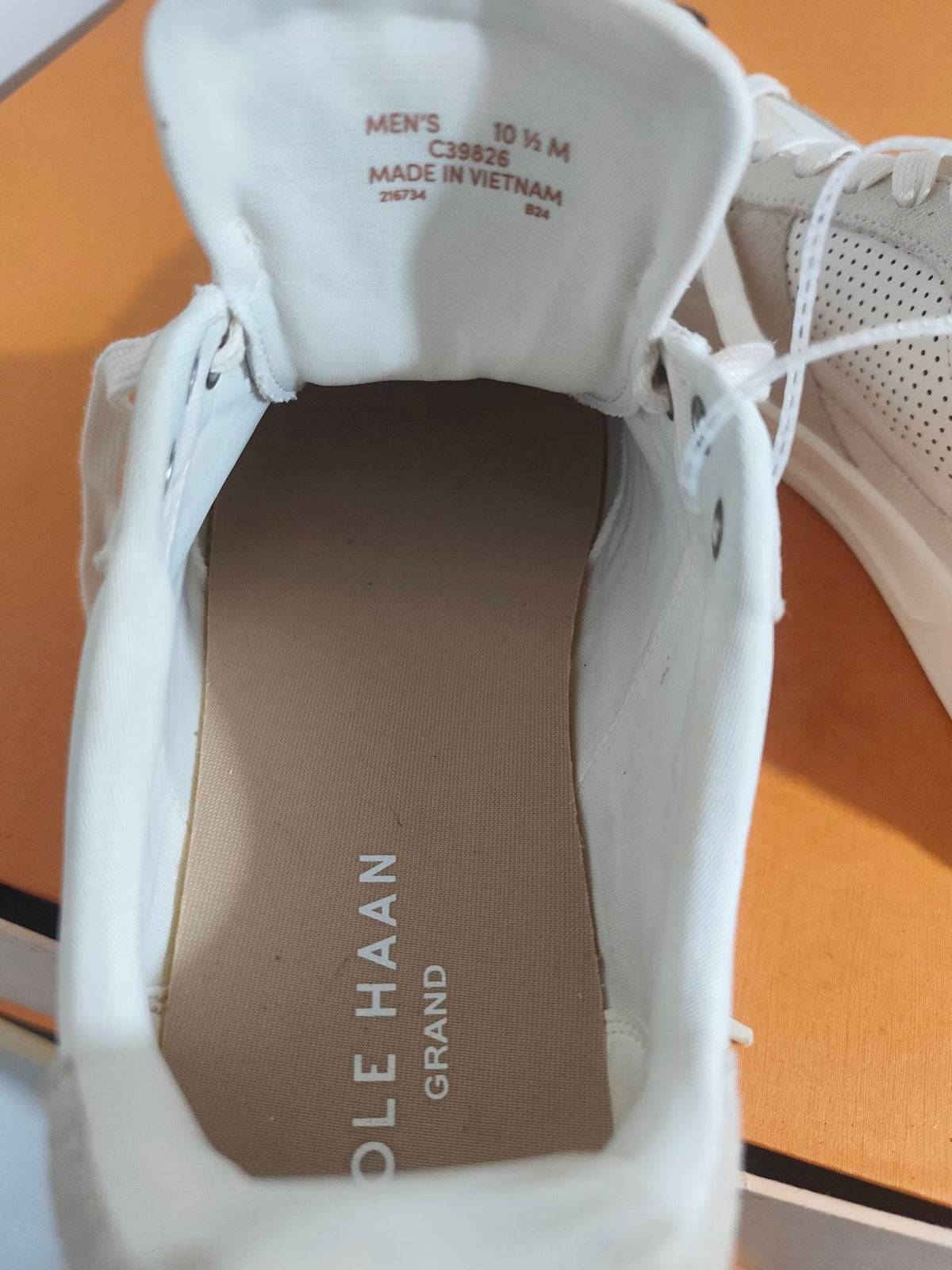 Cole Haan Grand Men's Leather & Suede Sneakers - White/Grey (Size 10.5 M, No Box)