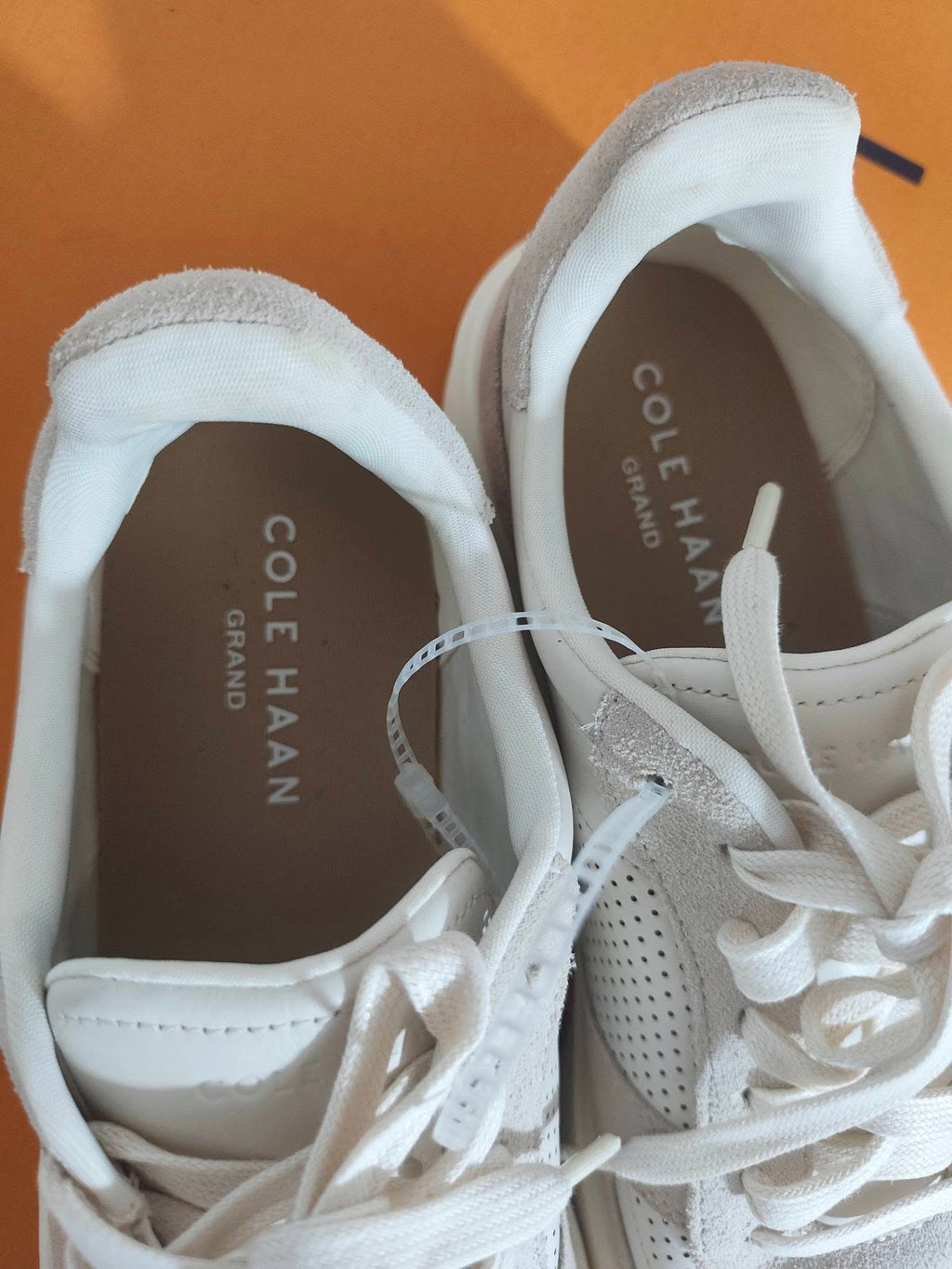 Cole Haan Grand Men's Leather & Suede Sneakers - White/Grey (Size 10.5 M, No Box)