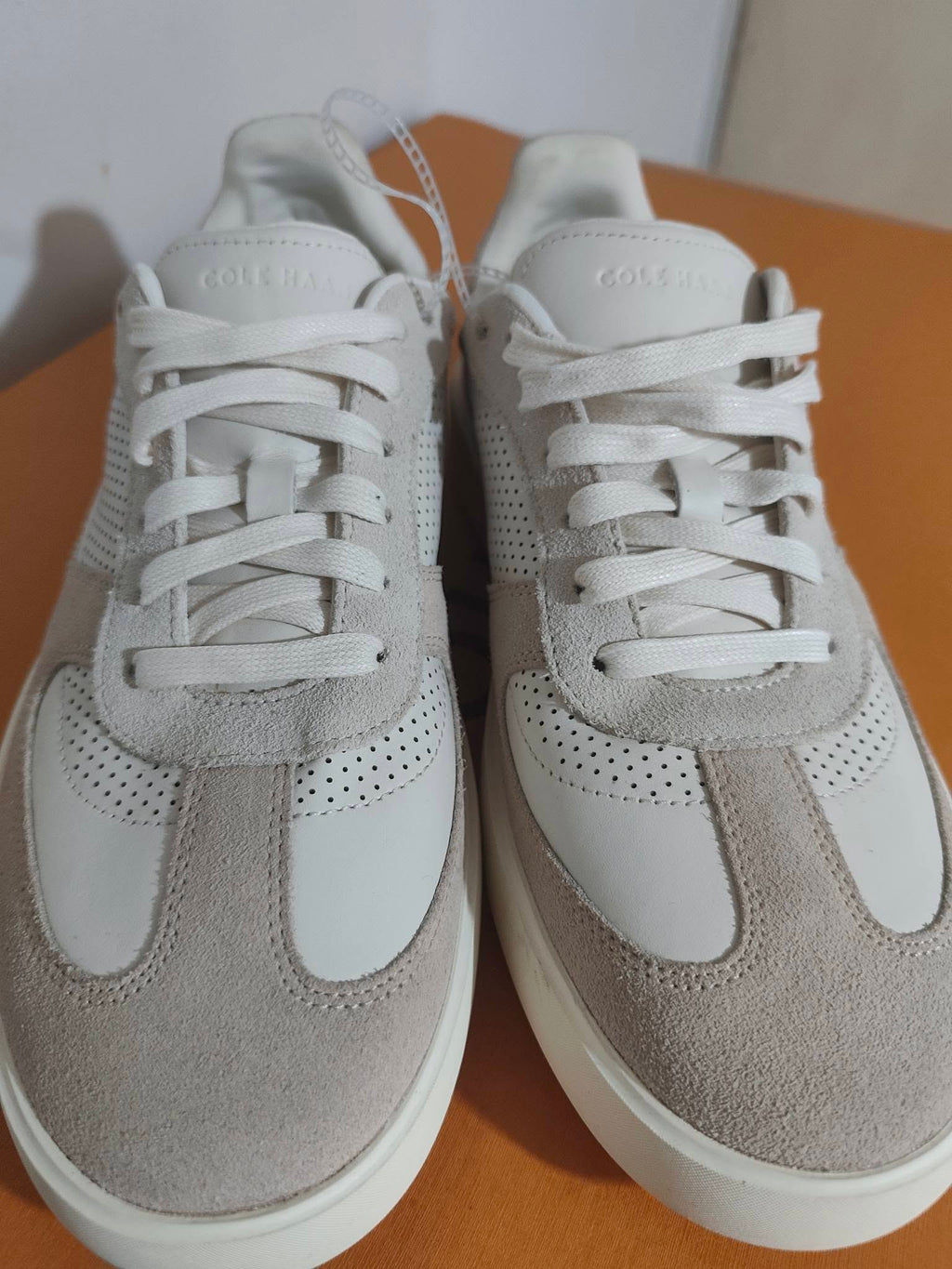 Cole Haan Grand Men's Leather & Suede Sneakers - White/Grey (Size 10.5 M, No Box)
