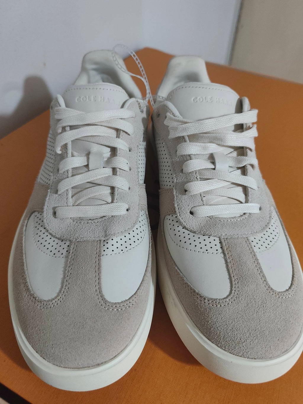 Cole Haan Grand Men's Leather & Suede Sneakers - White/Grey (Size 10.5 M, No Box)