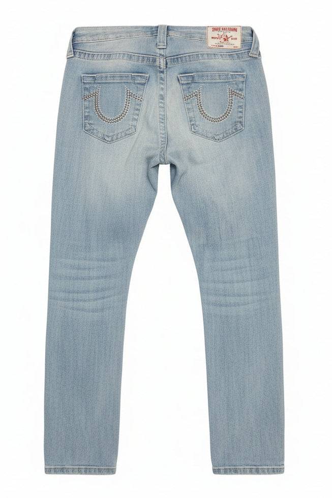 NWOT True Religion Curvy Skinny Denim Jeans - Rhinestone Horseshoe Pockets (Size 29)