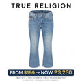 True Religion Billy Big T Relaxed Bootcut Jeans - W32 L33.5 - Light Vintage Wash - Red Stitch